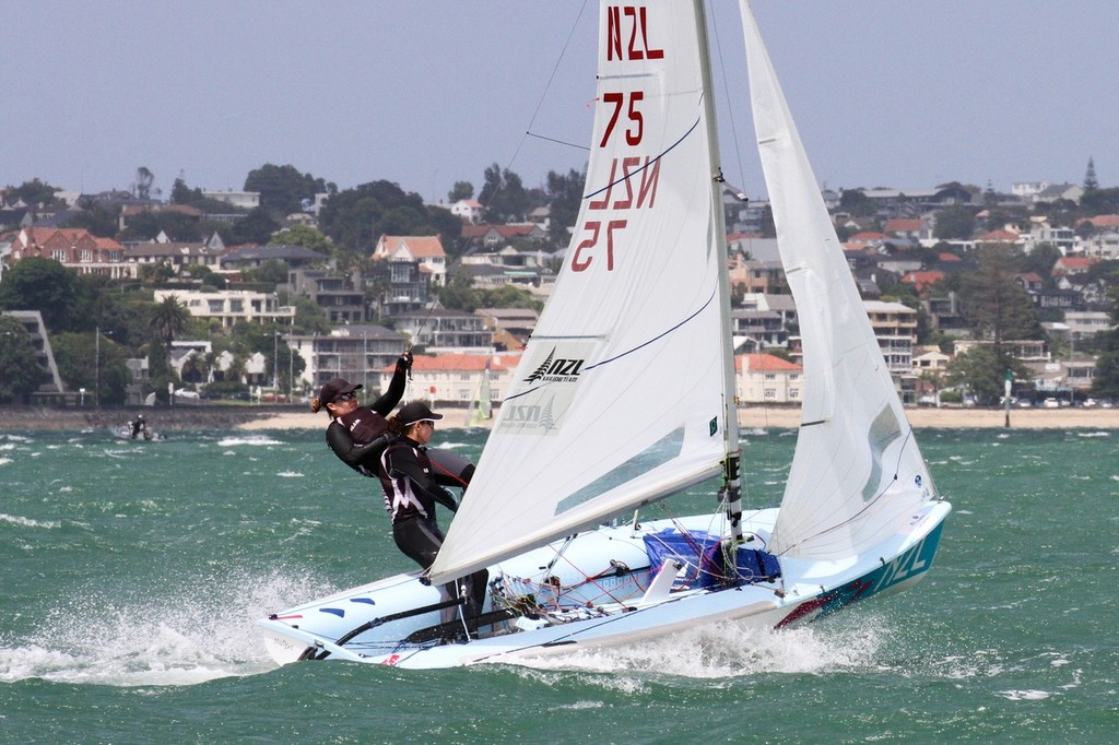 2012 Olympic Gold Medalists, Jo Aleh and Olivia Powrie won the Open 470 fleet - Day 4, Oceanbridge Sail Auckland 2013 © Richard Gladwell www.photosport.co.nz